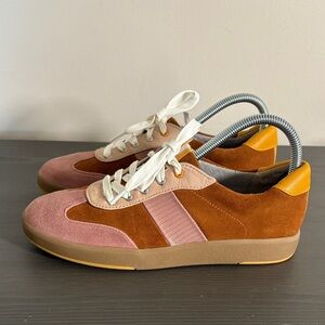 Naturalizer Evin Lace Oxford Suede Sneaker Tan Coral Low Top Lace Up Size 7